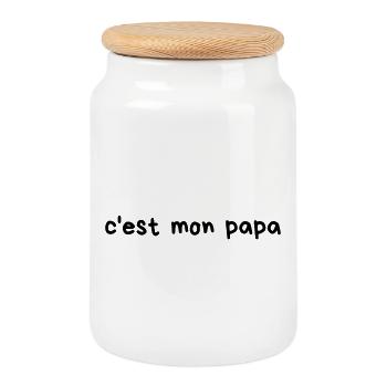 dad - Cookie Jar with Wooden Lid - white - Front