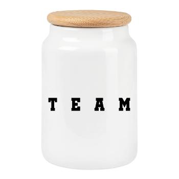 Team - Cookie Jar with Wooden Lid - white - Front