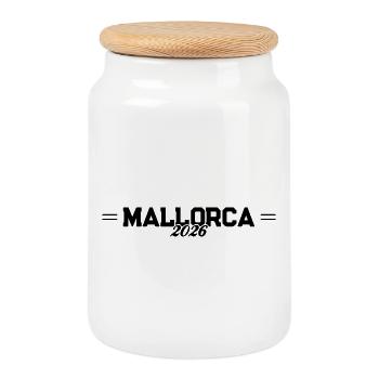 Mallorca 2026 - Keksdose mit Holzdeckel - Weiß - Vorne
