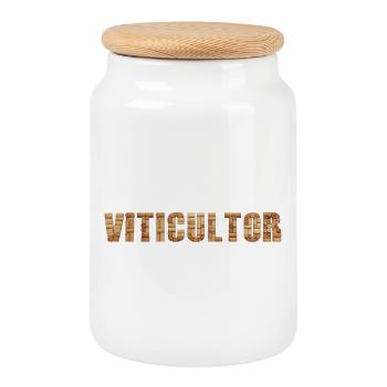 Viticultor – Arte y raíces del vino - Cookie Jar with Wooden Lid - white - Front