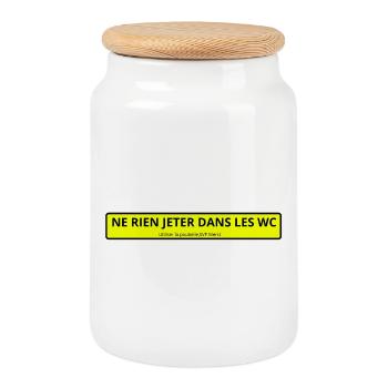 Don't throw anything away - Cookie Jar with Wooden Lid - white - Front