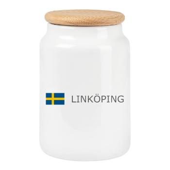 Sweden Flag - Linköping - Sverige - Schweden - Cookie Jar with Wooden Lid - white - Front