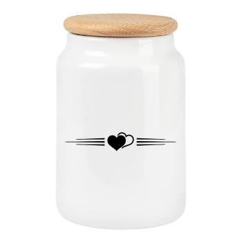 Ligne de symbole de cœurs - Boîte à biscuits avec couvercle en bois - blanc - Devant