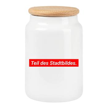 Teil des Stadtbildes Demokratie Merz Aussage - Keksdose mit Holzdeckel - Weiß - Vorne