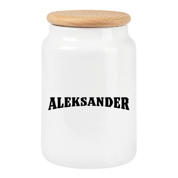 Don d’Aleksander - Boîte à biscuits avec couvercle en bois - blanc - Devant