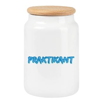 Gift for intern - Cookie Jar with Wooden Lid - white - Front