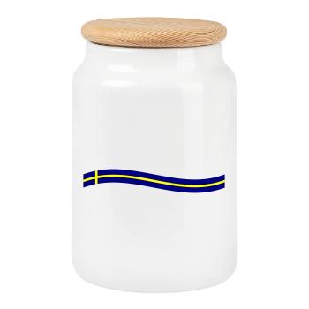Schweden Flagge Symbol - Keksdose mit Holzdeckel - Weiß - Vorne