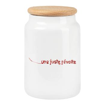 JUSTE RÉVOLTE - let's talk - Cookie Jar with Wooden Lid - white - Front