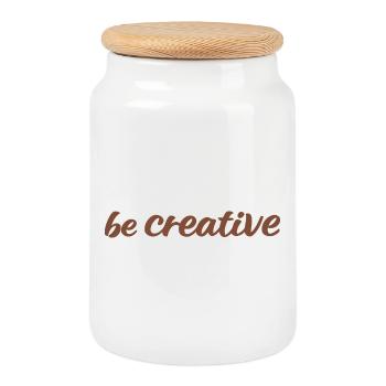 Be Creative Script Marron - Boîte à biscuits avec couvercle en bois - blanc - Devant
