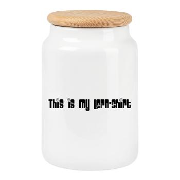 Learning shirt - Cookie Jar with Wooden Lid - white - Front