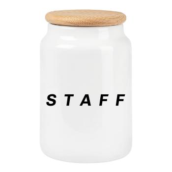 Staff - Cookie Jar with Wooden Lid - white - Front