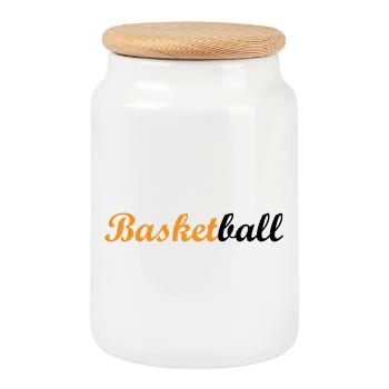 Basketball / Basketball / Basktet-Ball / Sports - Cookie Jar with Wooden Lid - white - Front