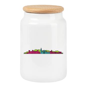 Silhouette urbaine de Malaga Alcazaba Art moderne en ligne - Boîte à biscuits avec couvercle en bois - blanc - Devant