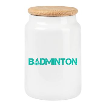 Badminton - Keksdose mit Holzdeckel - Weiß - Vorne