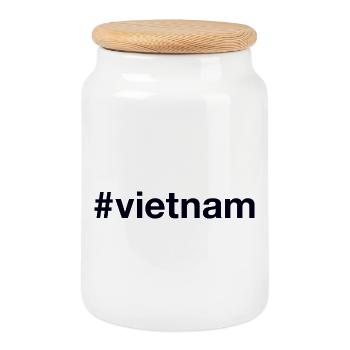 Vietnam Hashtag - Keksdose mit Holzdeckel - Weiß - Vorne