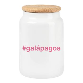 Île Galápagos - Boîte à biscuits avec couvercle en bois - blanc - Devant