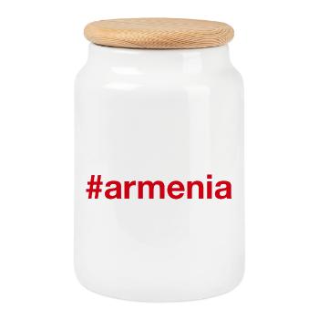 Armenia Armenien Hashtag - Keksdose mit Holzdeckel - Weiß - Vorne