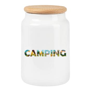Camping Hoodie – Outdoor Lover Hoodie – Vanlife - Cookie Jar with Wooden Lid - white - Front