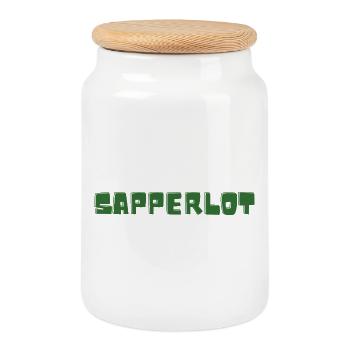 Sapperlot - Wortschätze - vergessene Wörter - Keksdose mit Holzdeckel - Weiß - Vorne