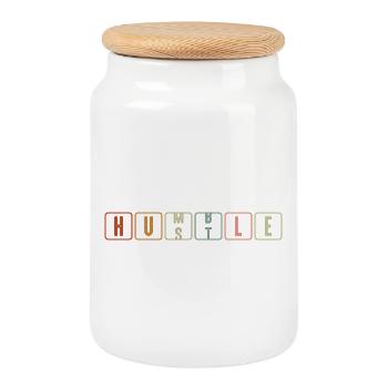 Humble Hustle Entrepreneur Businessman Businesswo - Cookie Jar with Wooden Lid - white - Front
