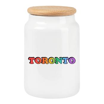 Toronto LGBTQ Rainbow - Cookie Jar with Wooden Lid - white - Front