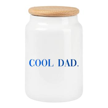 Papa cool : Cadeau de paternité - Boîte à biscuits avec couvercle en bois - blanc - Devant