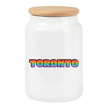 Toronto LGBTQ Rainbow  - Cookie Jar with Wooden Lid - white - Front
