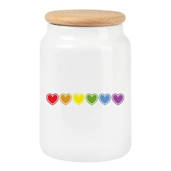 Regebogen Herzen für Gay Pride - Keksdose mit Holzdeckel - Weiß - Vorne