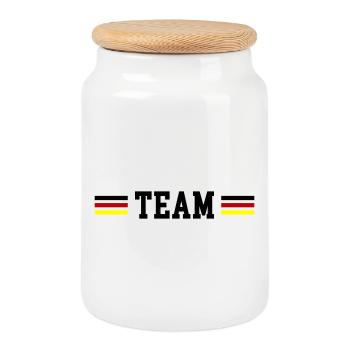 Team Deutschland Fahne - Keksdose mit Holzdeckel - Weiß - Vorne