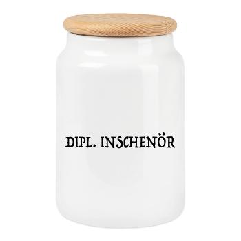Dipl. Inschenör Wortwitz Humorvoll - Keksdose mit Holzdeckel - Weiß - Vorne