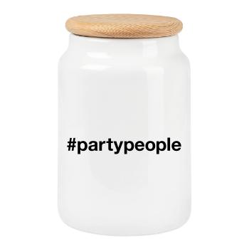 PARTY PEOPLE Hashtag Clubber Disco Diskokugel - Keksdose mit Holzdeckel - Weiß - Vorne