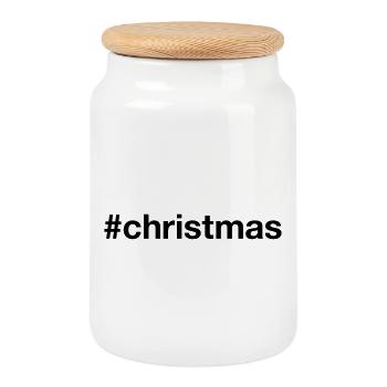 CHRISTMAS Hashtag Weihnachten - Keksdose mit Holzdeckel - Weiß - Vorne