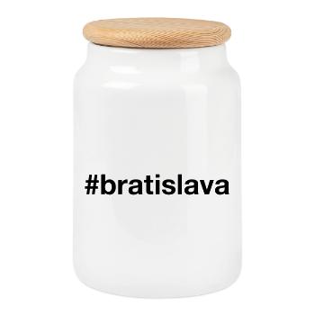 BRATISLAVA Hashtag Slowakei Slovakia - Keksdose mit Holzdeckel - Weiß - Vorne