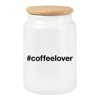 COFFEE LOVER Hashtag Kaffeeliebhaber - Keksdose mit Holzdeckel - Weiß - Vorne