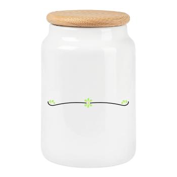 Vigne fleurie - Boîte à biscuits avec couvercle en bois - blanc - Devant