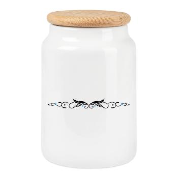 Ornement avec deux plumes, natifs américains. - Boîte à biscuits avec couvercle en bois - blanc - Devant