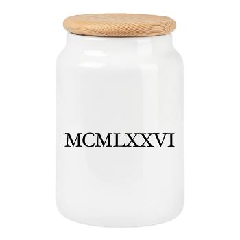 MCMLXXVI 1976 années d'anniversaire romaine - Boîte à biscuits avec couvercle en bois - blanc - Devant