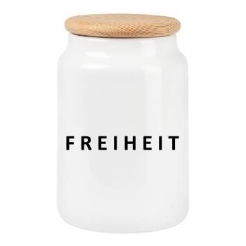FREIHEIT - Keksdose mit Holzdeckel - Weiß - Vorne