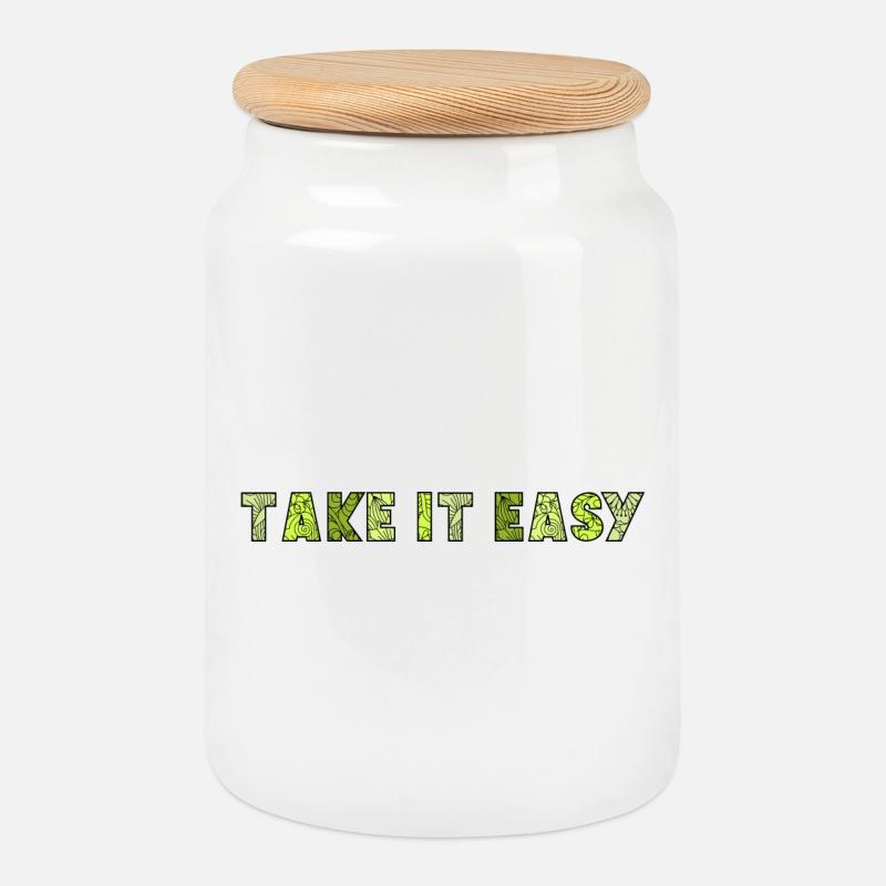 Take It Easy - Keksdose mit Holzdeckel - Weiß