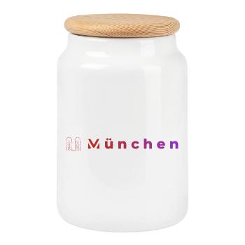 Munich Night Lights - Cookie Jar with Wooden Lid - white - Front