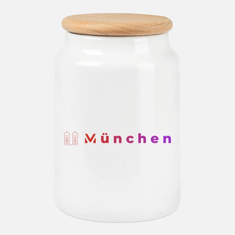 Munich Night Lights - Cookie Jar with Wooden Lid - white
