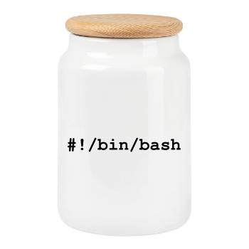 Bash / Bourne-Again Shell in Linux and Unix - Cookie Jar with Wooden Lid - white - Front