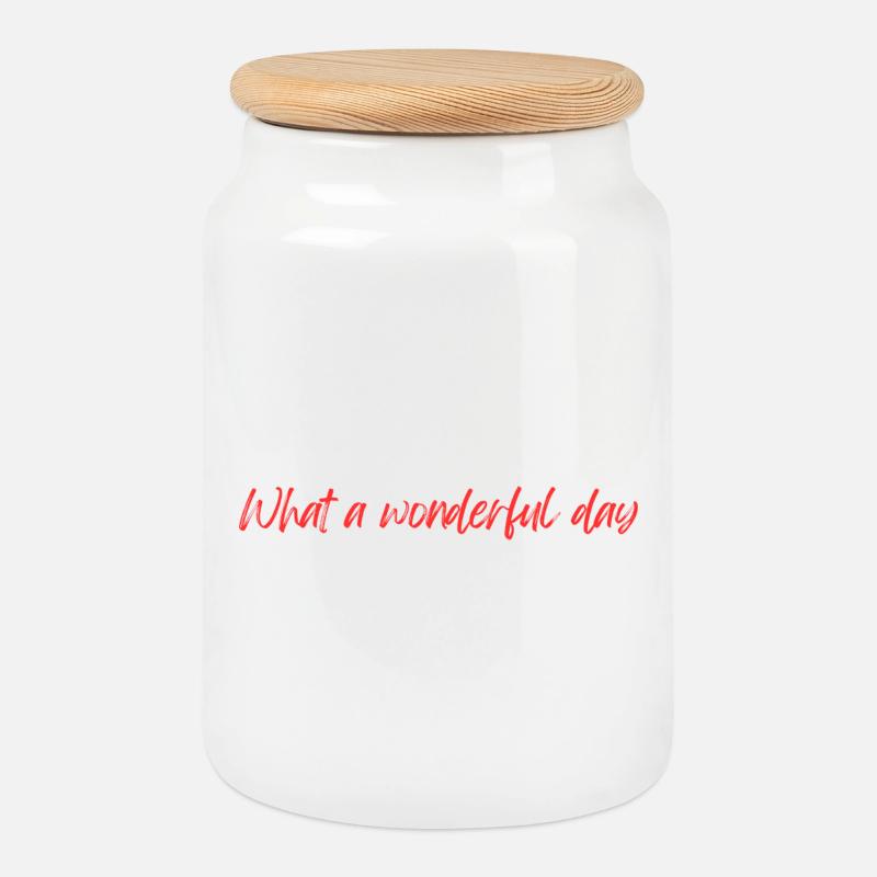 Wonderful day - Cookie Jar with Wooden Lid - white