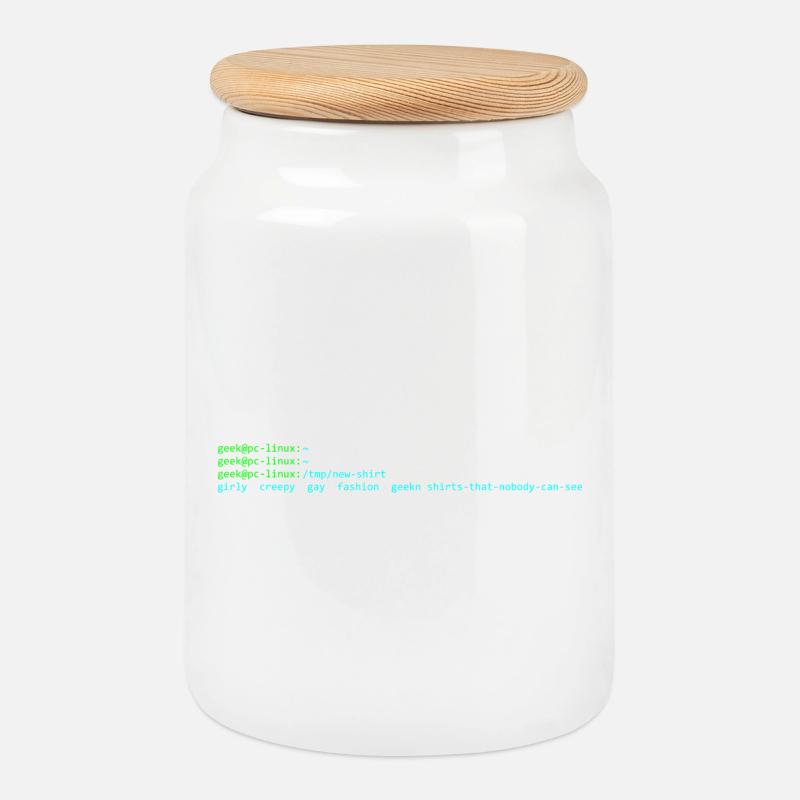 Linux terminal - Cookie Jar with Wooden Lid - white
