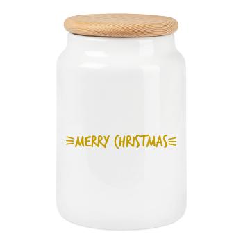 PÈRE NOËL. NOËL. JOYEUX NOËL. MERRY CHRISTMAS - Boîte à biscuits avec couvercle en bois - blanc - Devant