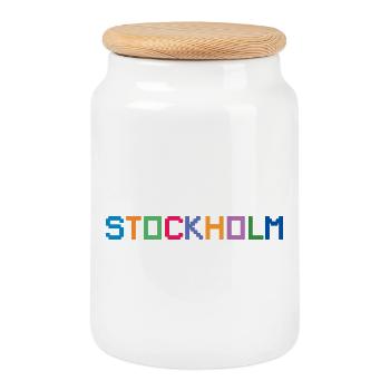 STOCKHOLM Sweden Schweden - Cookie Jar with Wooden Lid - white - Front