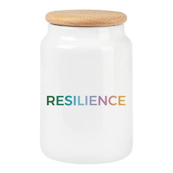Resilience Gradient Typo - Cookie Jar with Wooden Lid - white - Front