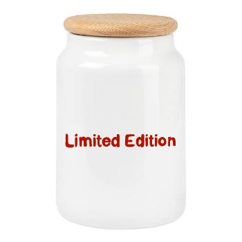 Limited Edition Lettering Retro - Cookie Jar with Wooden Lid - white - Front