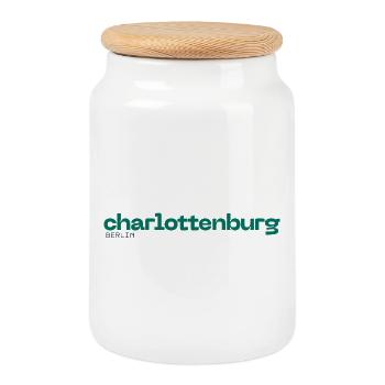 Charlottenburg Berlin - Un design simple et beau - Boîte à biscuits avec couvercle en bois - blanc - Devant