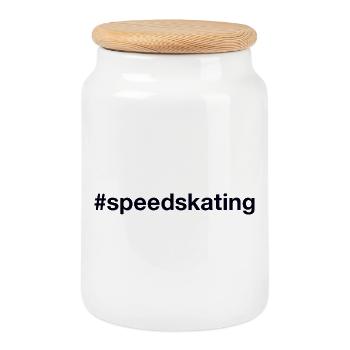 Speed skating Hashtag - Keksdose mit Holzdeckel - Weiß - Vorne